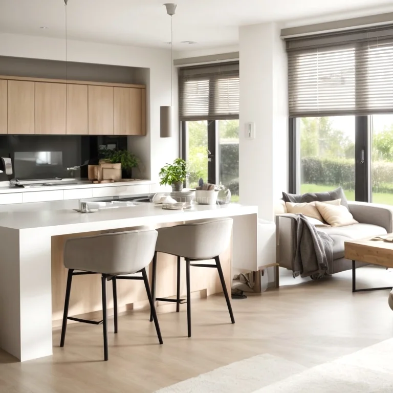 Modern living room showcasing smart automated lighting and climate control